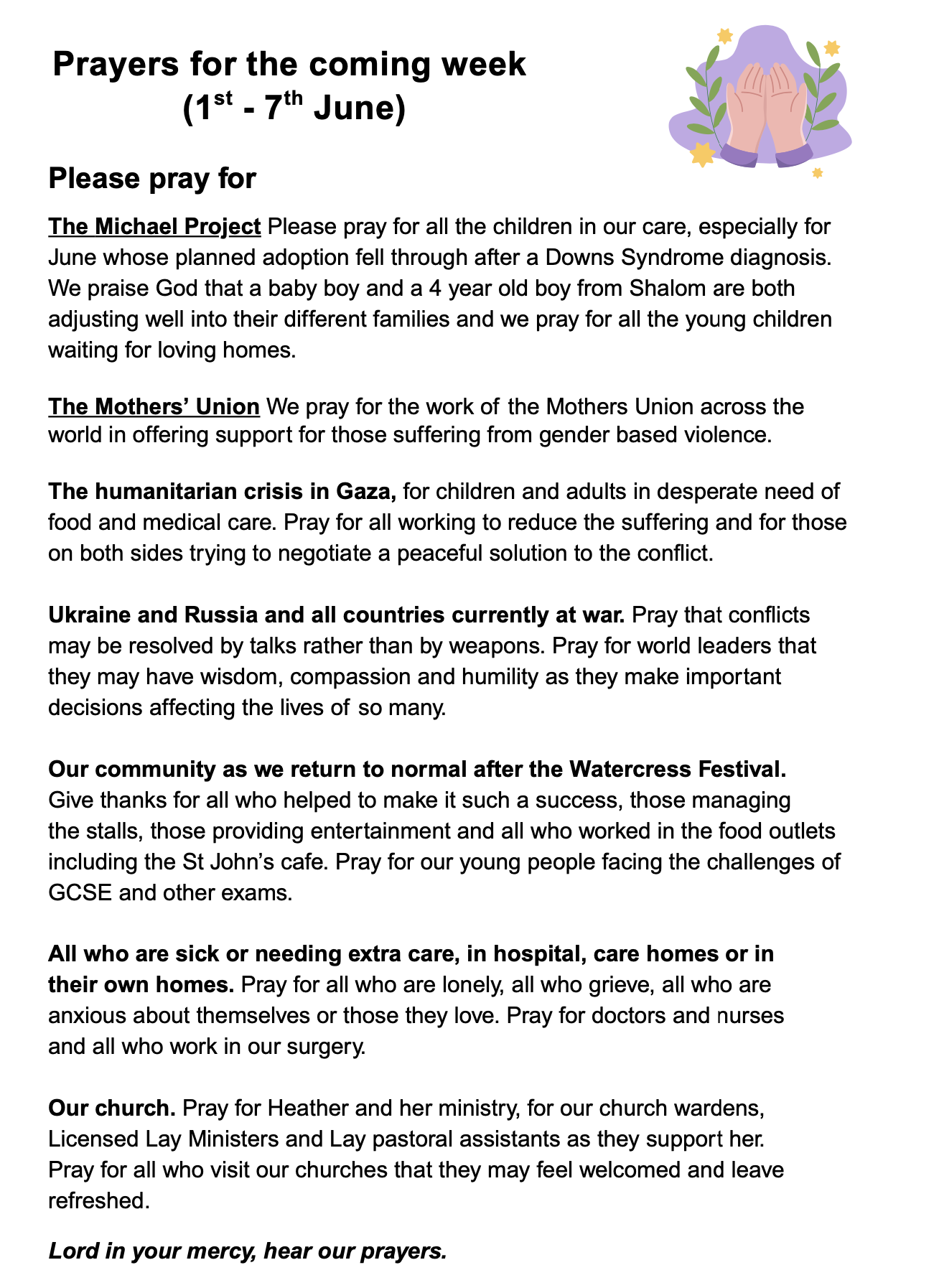 Prayers 1 June 2025