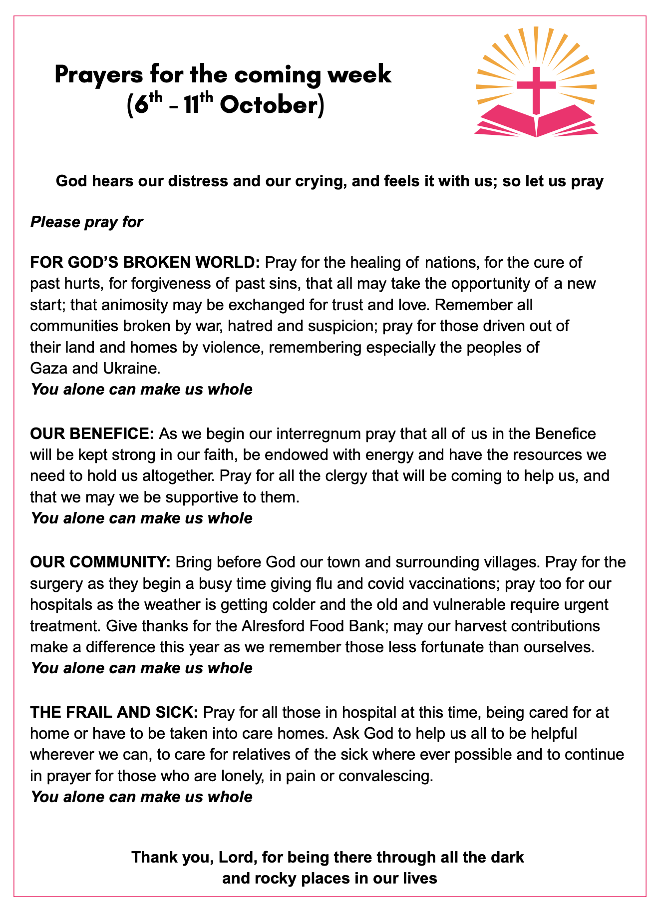 Prayers 5th October