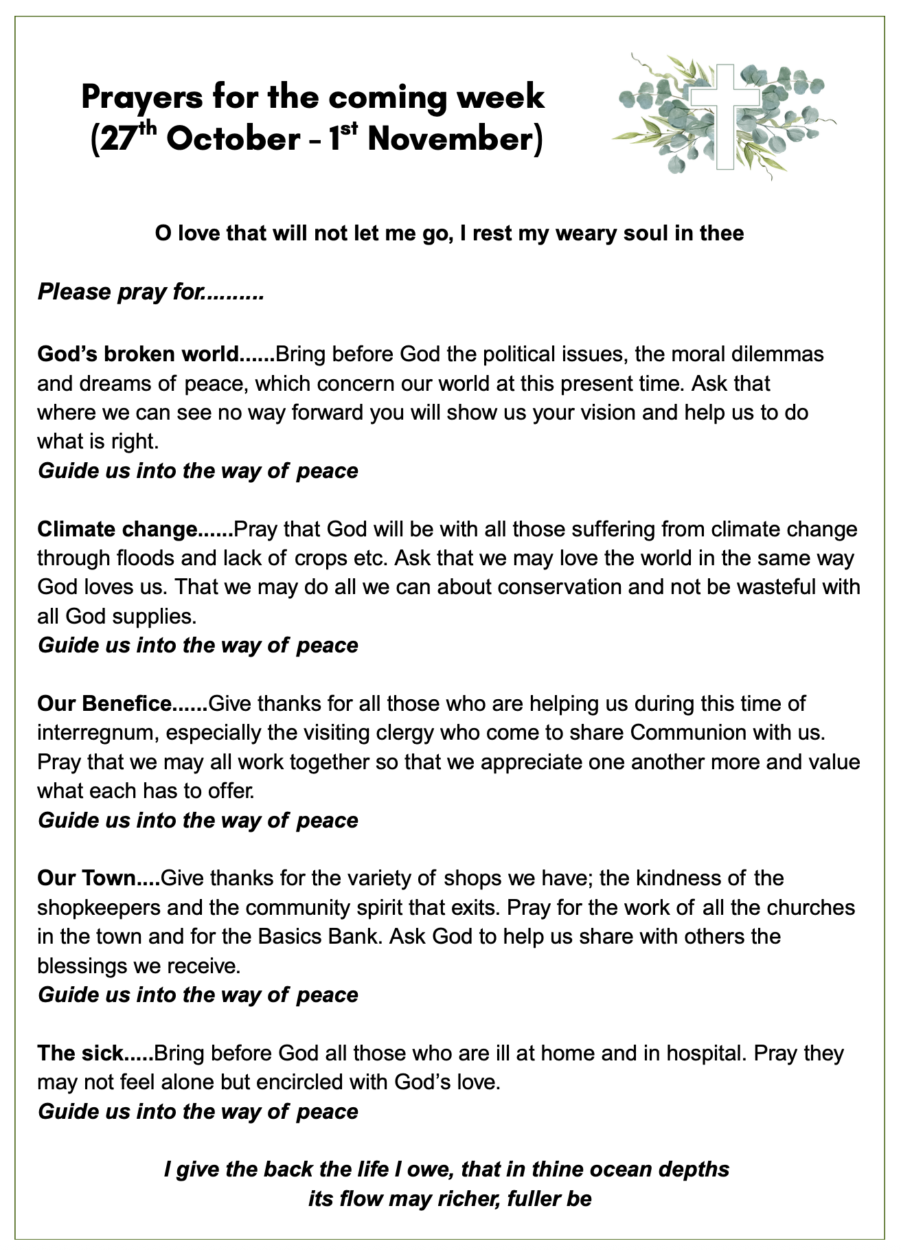 26th October Prayers