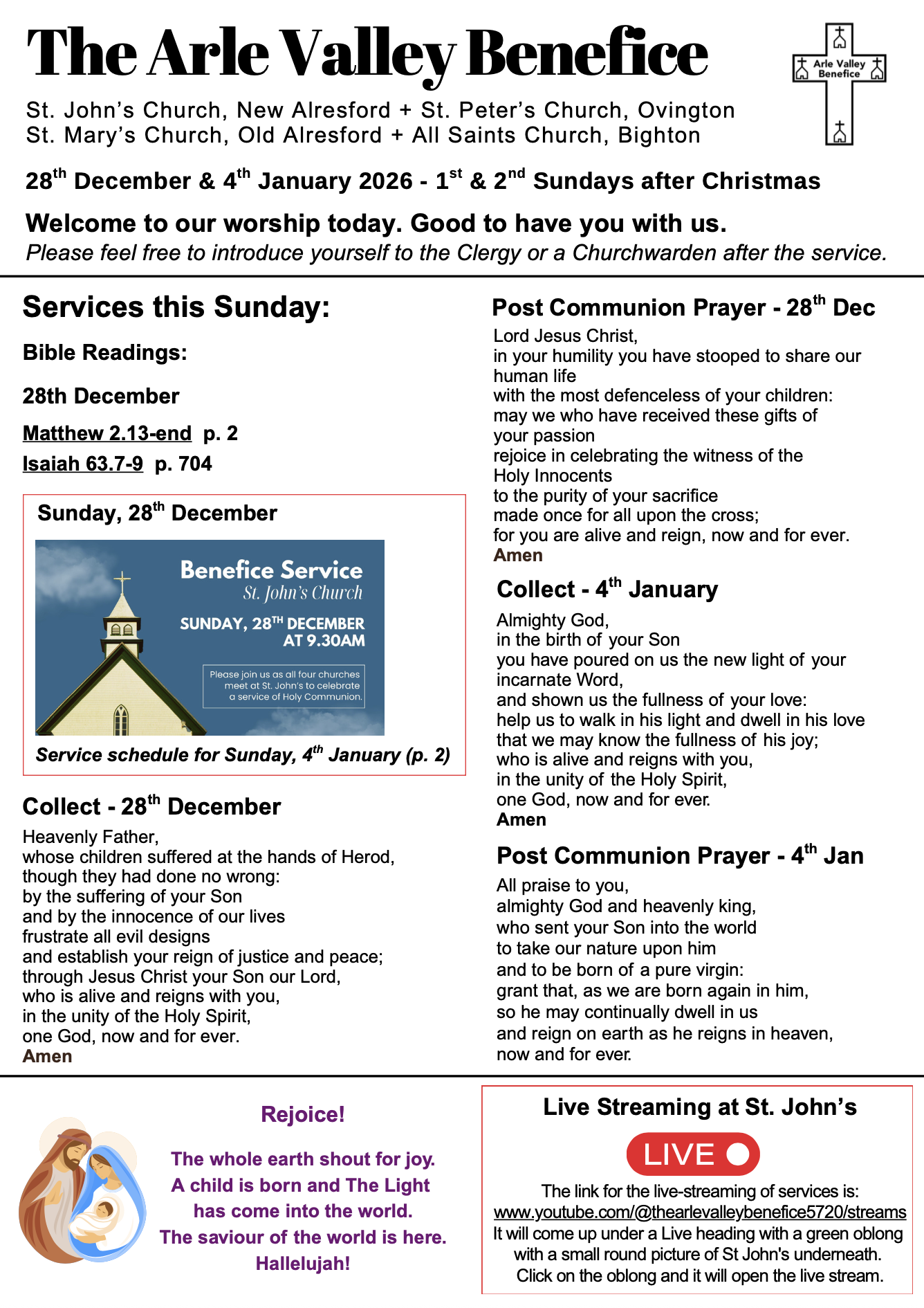 28th Dec and 4th Jan