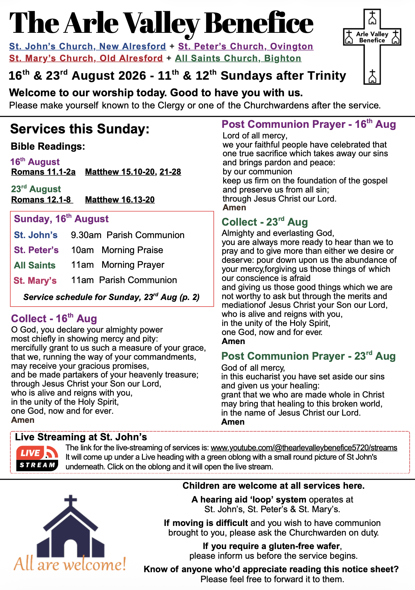 16th and 23rd August